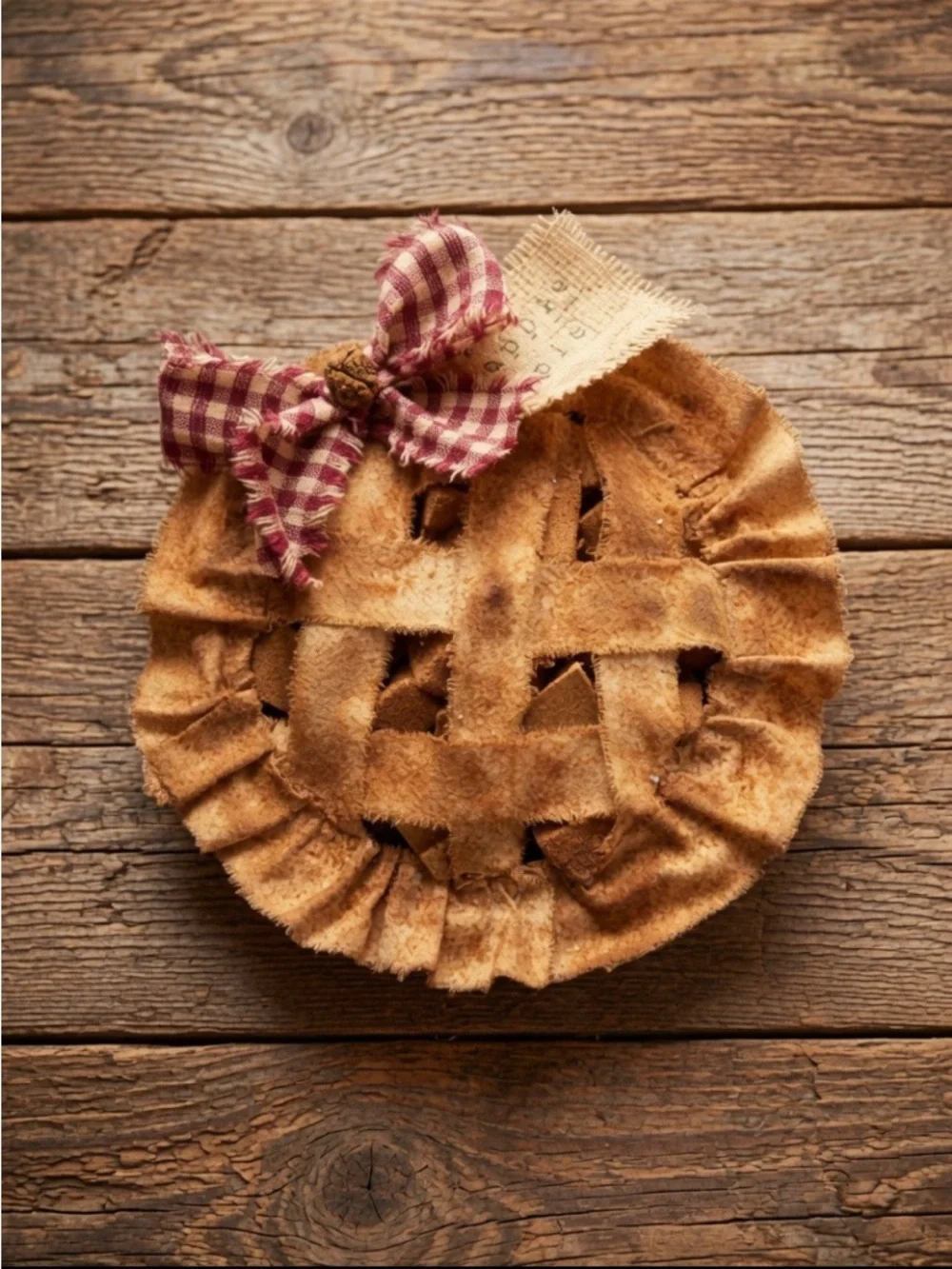 Handmade 7-Inch Fabric Apple Pie - Picture 1 of 1